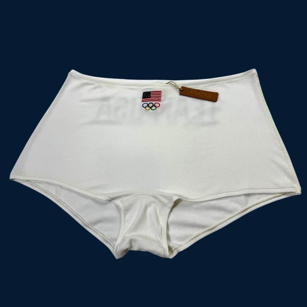 SKIMS Soft Lounge Bralette +‎ Boy Short Set Team USA White 4X - Picture 4 of 11